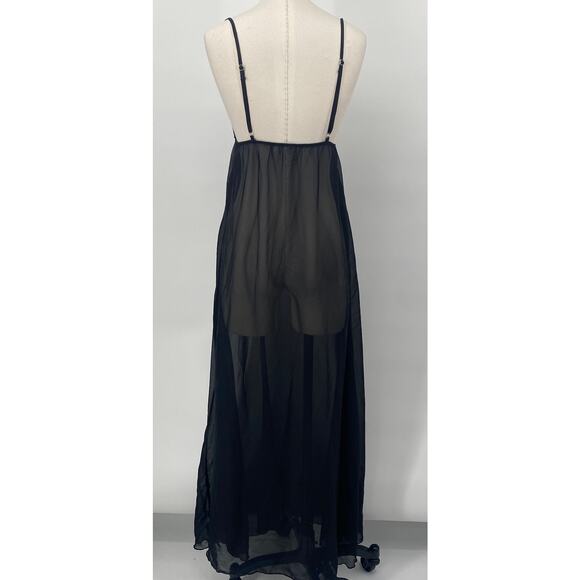 Vintage Y2k Iridescent Sequin Butterfly Nightgown Sheer Maxi Black Womens 2/4 - Picture 8 of 12